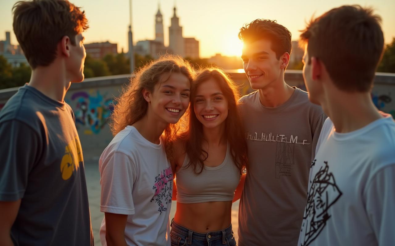 Models skating in Lower East Side NYC wearing geometric crop tops