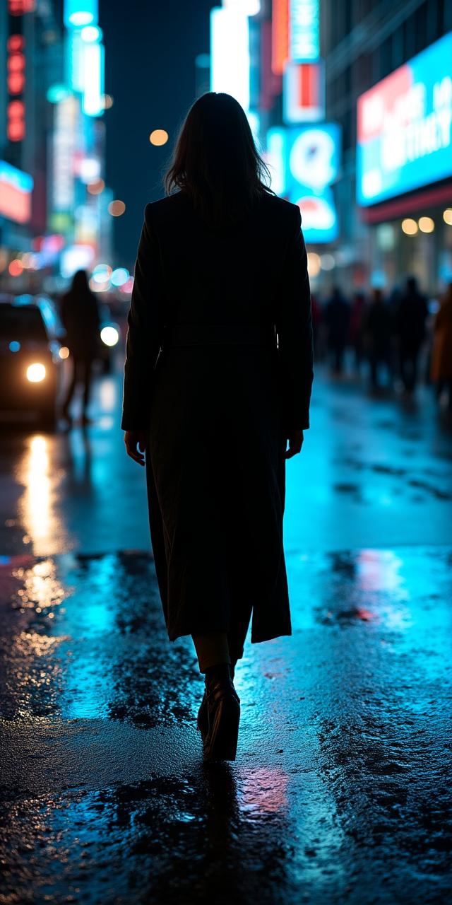 Model walking in New York streets