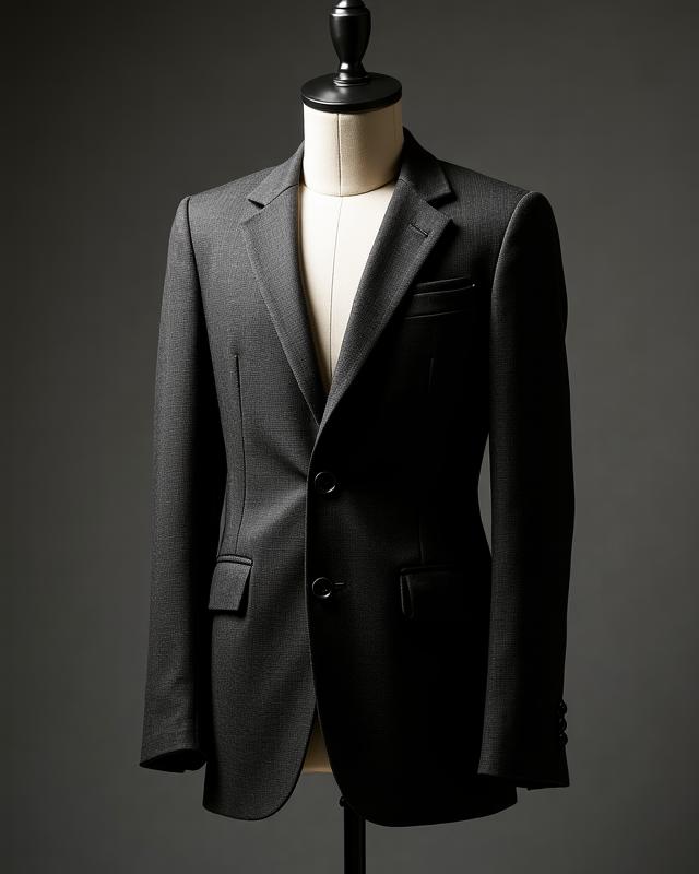 Structured eco-wool blazer in charcoal